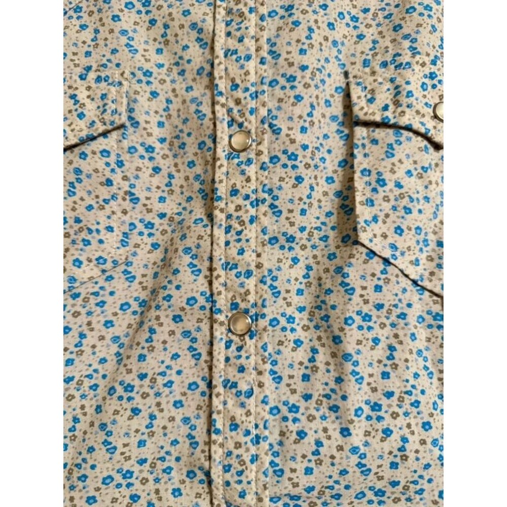 Bit & Bridle Grey Blue Floral Pearl Snap Western Shirt L